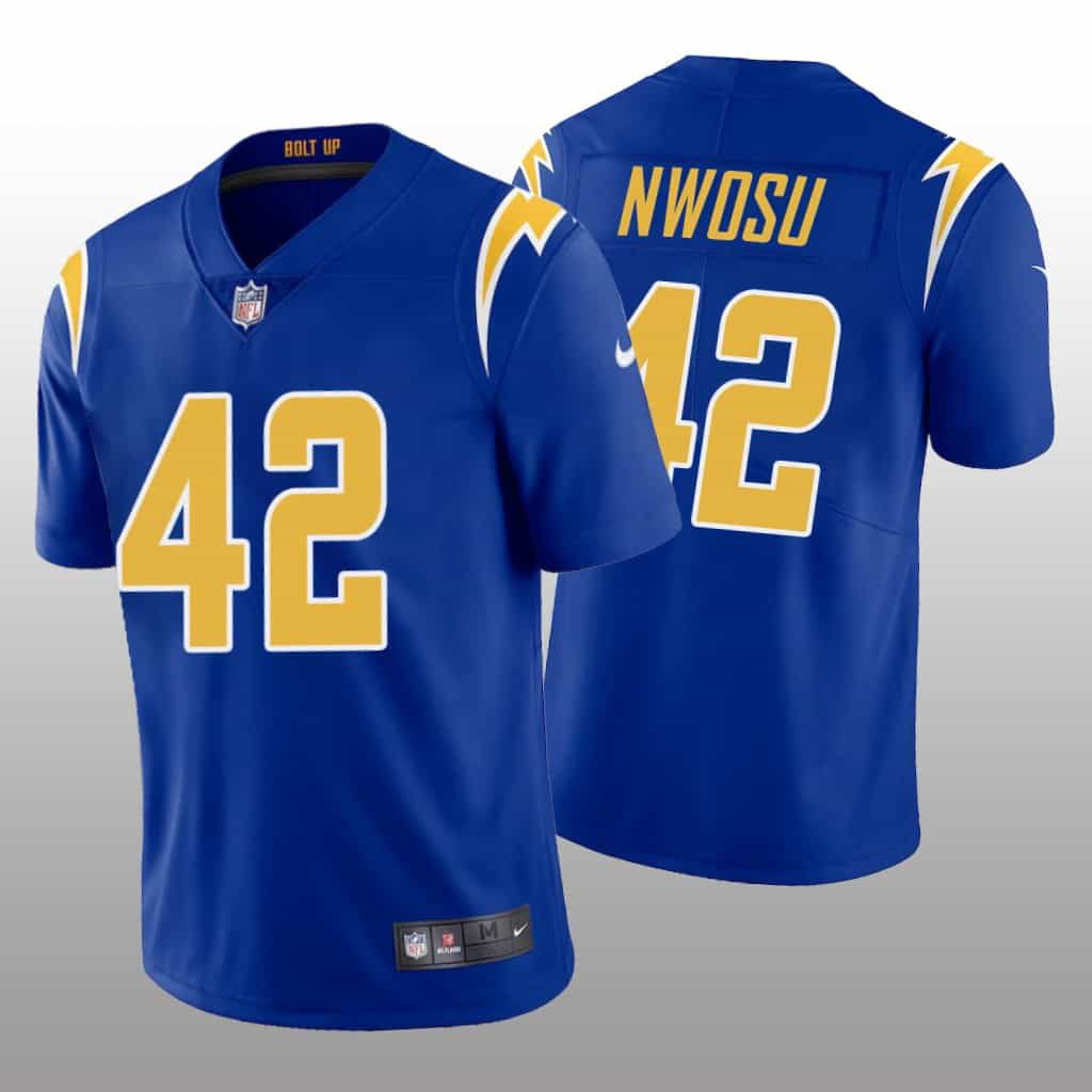 Men Los Angeles Chargers #42 Uchenna Nwosu Nike Royal Limited NFL Jersey